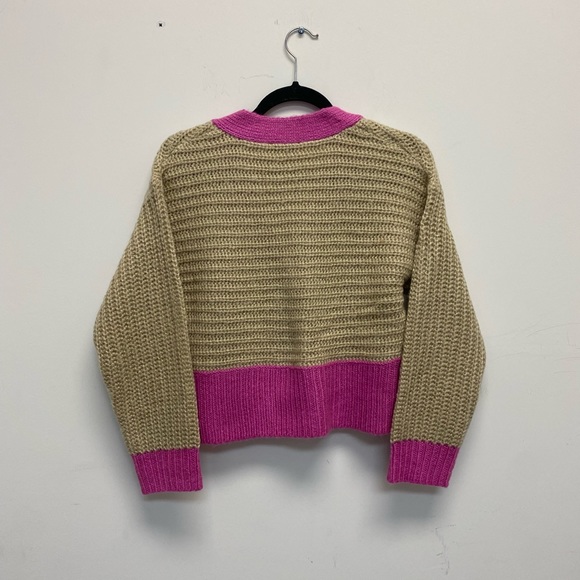 Fashion Nova - At First Sight Chunky Knit Cardigan - Taupe/Pink (NWT) - Size : S - Picture 4 of 8